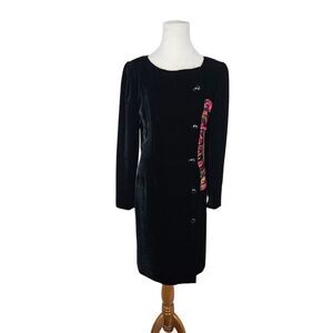 Neiman Marcus Monteverdi Couture black velvet‎ silk wrap dress vintage, size 8